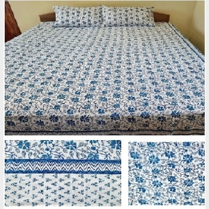 Mithila Pattern Hand Printed Cotton Bedsheet -230101