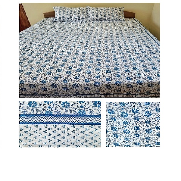 Mithila Pattern Hand Printed Cotton Bedsheet -230101