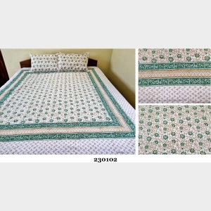 Mithila Pattern Hand Printed Cotton Bedsheet -230102
