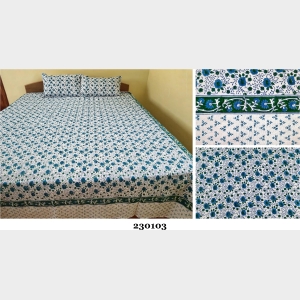 Mithila Pattern Hand Printed Cotton Bedsheet -230103