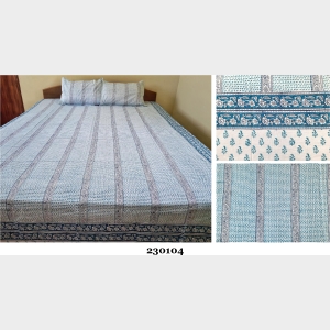 Mithila Pattern Hand Printed Cotton Bedsheet -230104
