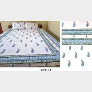 Mithila Pattern Hand Printed Cotton Bedsheet -230105