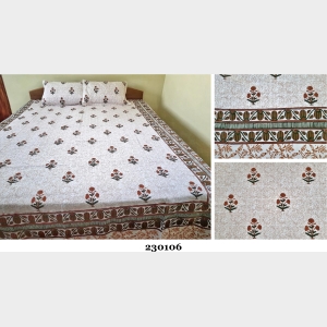 Mithila Pattern Hand Printed Cotton Bedsheet -230106