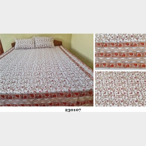 Mithila Pattern Hand Printed Cotton Bedsheet -230107