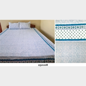 Mithila Pattern Hand Printed Cotton Bedsheet 230108