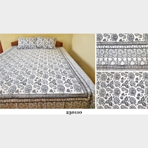 Mithila Pattern Hand Printed Cotton Bedsheet 230110