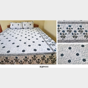 Mithila Pattern Hand Printed Cotton Bedsheet 230111