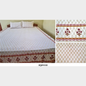 Mithila Pattern Hand Printed Cotton Bedsheet 230112