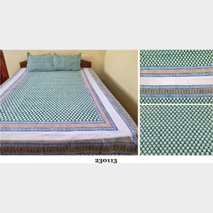 Mithila Pattern Hand Printed Cotton Bedsheet 230113