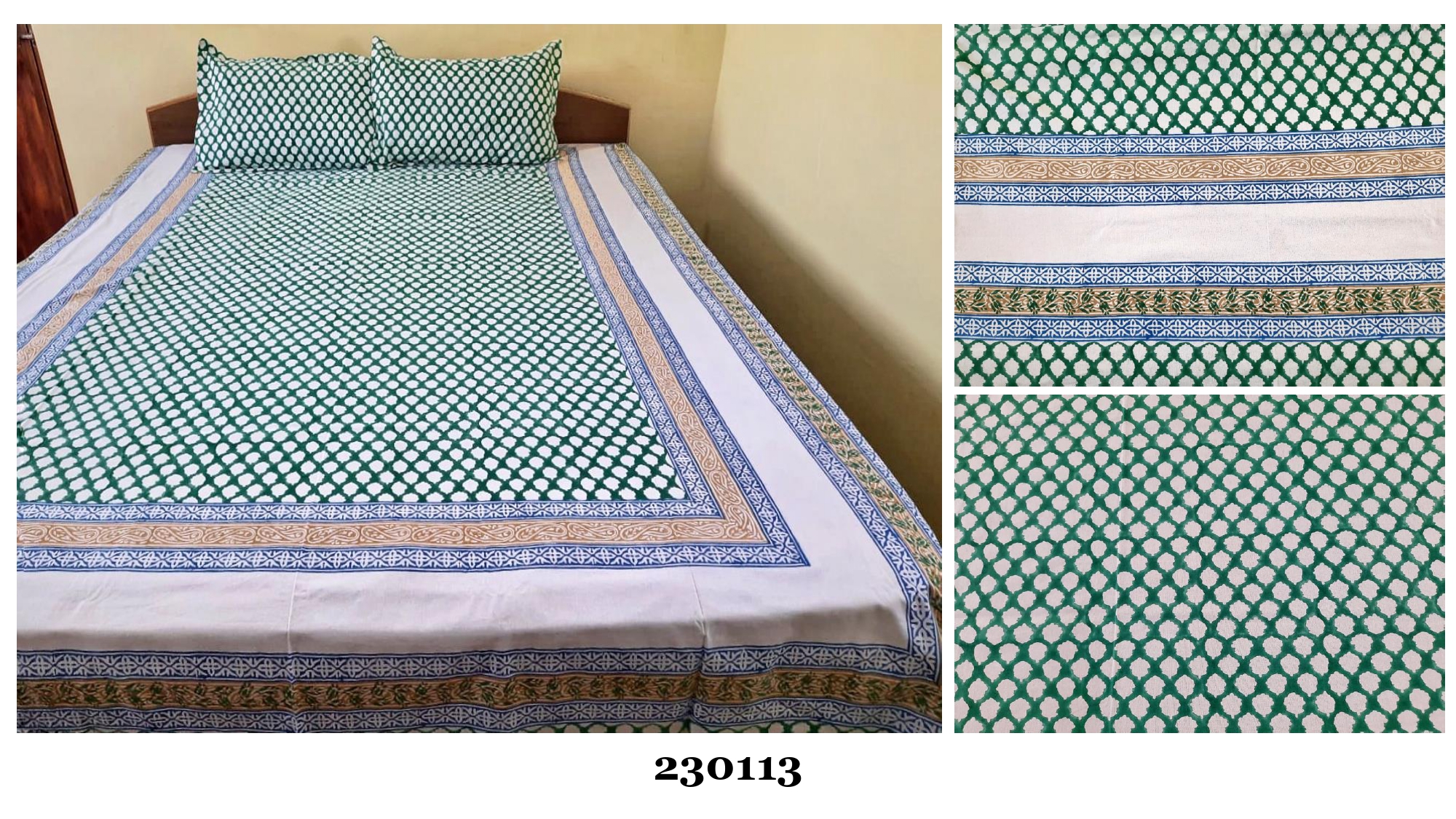 Mithila Pattern Hand Printed Cotton Bedsheet 230113