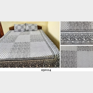 Mithila Pattern Hand Printed Cotton Bedsheet 230114