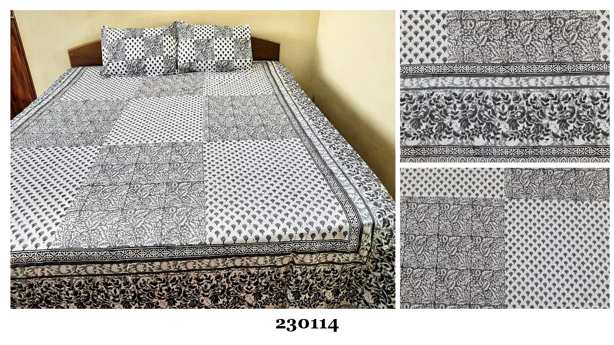 Mithila Pattern Hand Printed Cotton Bedsheet 230114