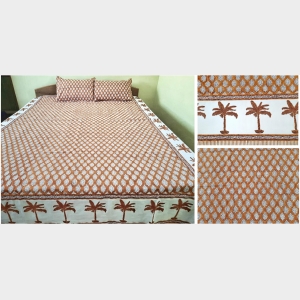 Mithila Pattern Hand Printed Cotton Bedsheet 230115