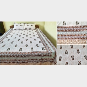 Mithila Pattern Hand Printed Cotton Bedsheet 230117