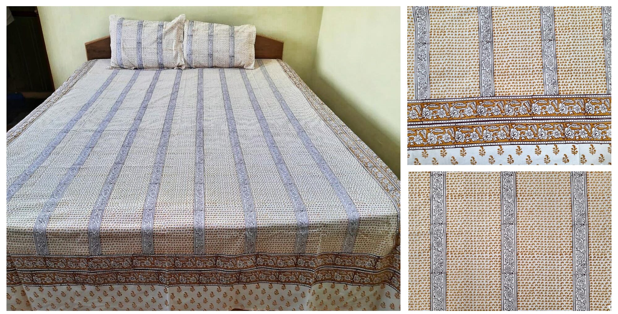 Mithila Pattern Hand Printed Cotton Bedsheet 230119