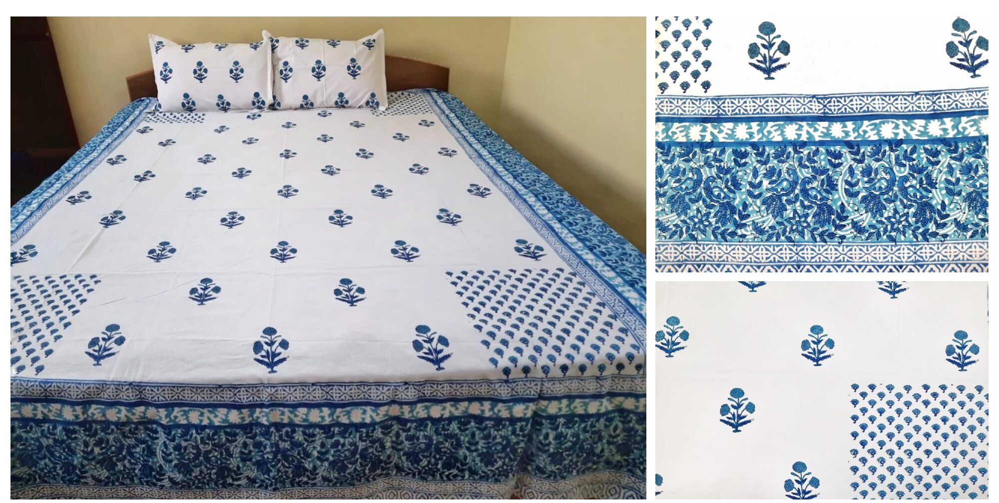 Mithila Pattern Hand Printed Cotton Bedsheet 230122