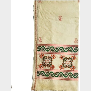 Mithila Floral Spiral Hand-Printed Cotton Shawl